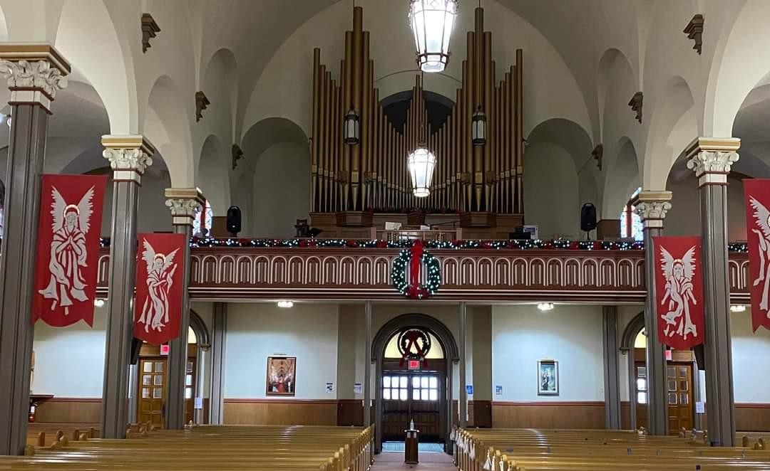 Christmas back of church
